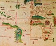 Mapa de 1502 mostrando a linha do Tratado de Tordesilhas